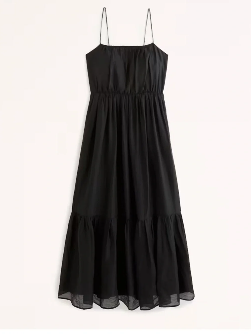 Abercrombie Low Back Tiered Maxi Dress XS Black Open Back Pockets